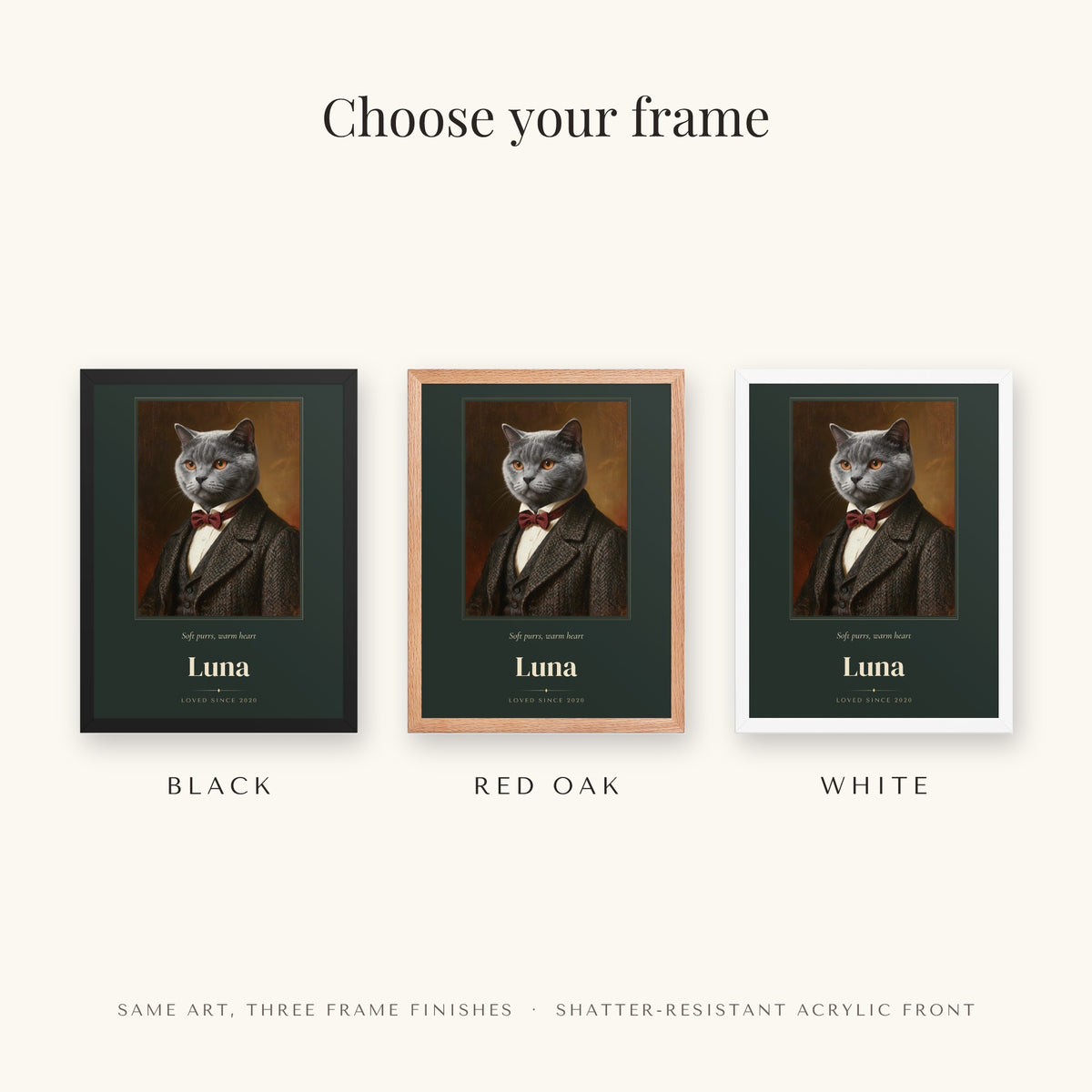 Gentleman Cat Portrait Gift for Mom – frame colors – Framed Print