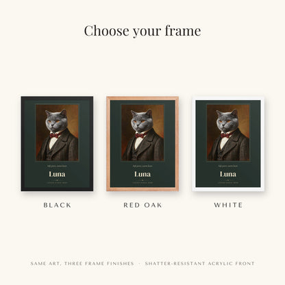 Gentleman Cat Portrait Gift for Mom – frame colors – Framed Print