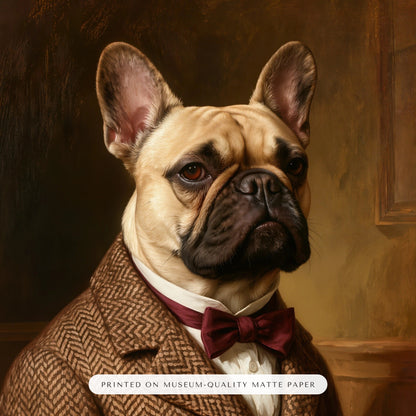 Gentleman Pet Memorial Portrait – close-up of the print – Framed Print