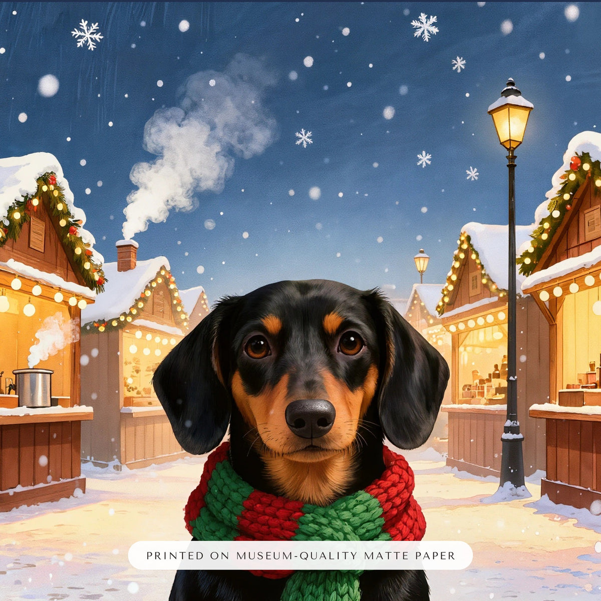 christmas pet portrait – close-up of the print – Enhanced Matte Paper Framed Poster