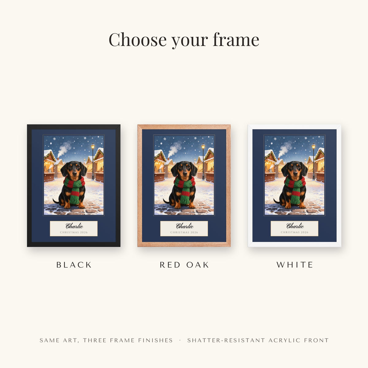 christmas pet portrait – frame colors – Enhanced Matte Paper Framed Poster