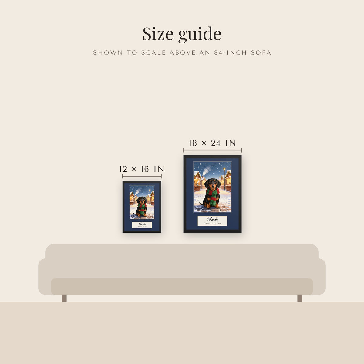 christmas pet portrait – size guide – Enhanced Matte Paper Framed Poster