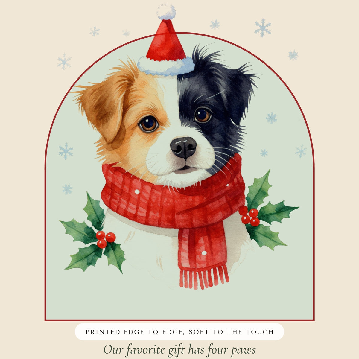 Christmas Dog Portrait Gift for Mom – close-up of the print – Throw Pillow