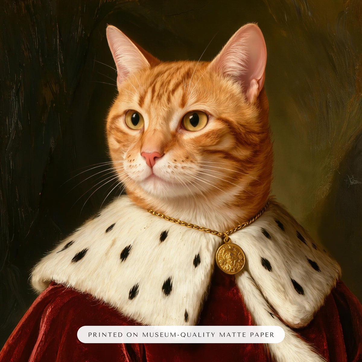 Royal Cat Portrait – close-up of the print – Framed Print