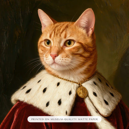Royal Cat Portrait – close-up of the print – Framed Print