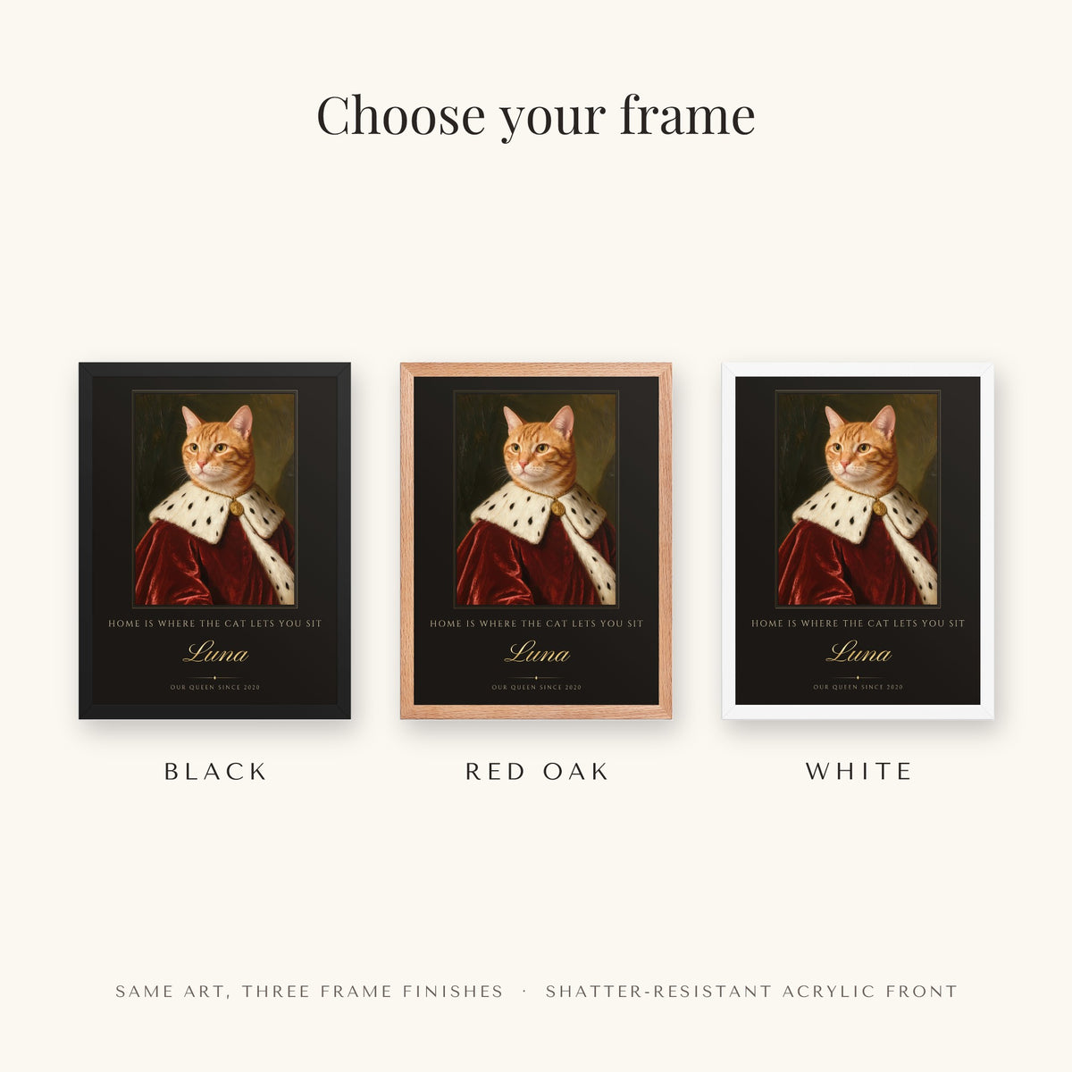 Royal Cat Portrait – frame colors – Framed Print