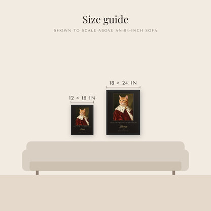Royal Cat Portrait – size guide – Framed Print