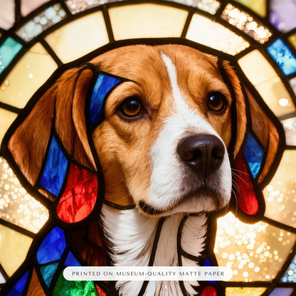 Stained Glass Dog Portrait – close-up of the print – Framed Print