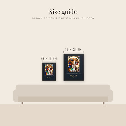Stained Glass Dog Portrait – size guide – Framed Print