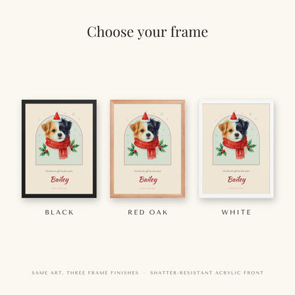 Christmas Dog Portrait Gift for Mom – frame colors – Framed Print