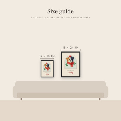 Christmas Dog Portrait Gift for Mom – size guide – Framed Print