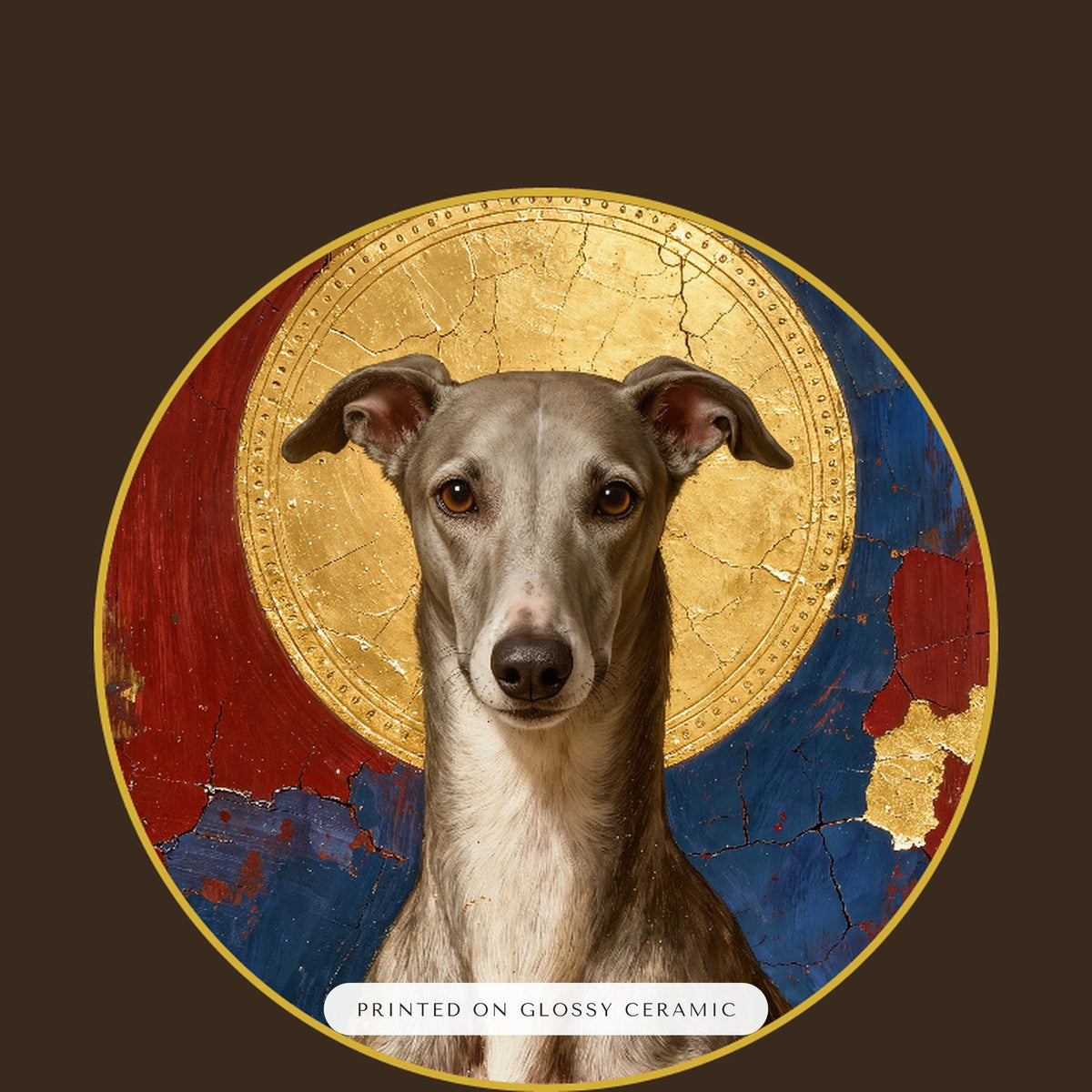 pet memorial portrait – close-up of the print – Gold-Leaf Icon Ornament