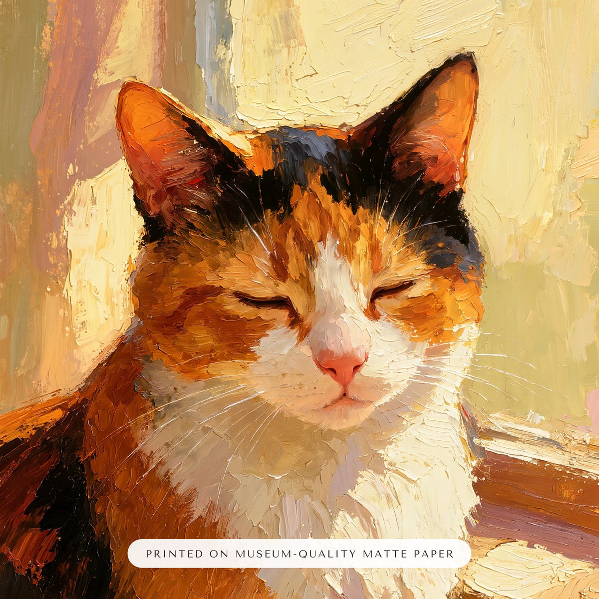 Oil Painting Cat Portrait – close-up of the print – Framed Print