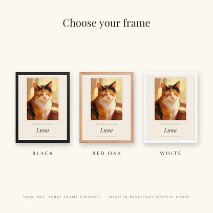 Oil Painting Cat Portrait – frame colors – Framed Print