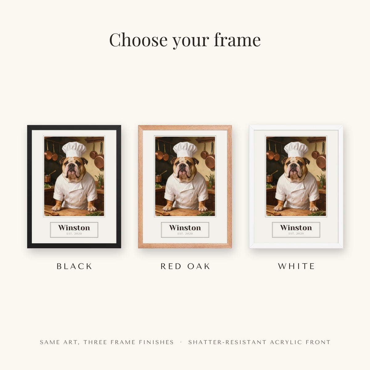 custom dog portrait – frame colors – Enhanced Matte Paper Framed Poster