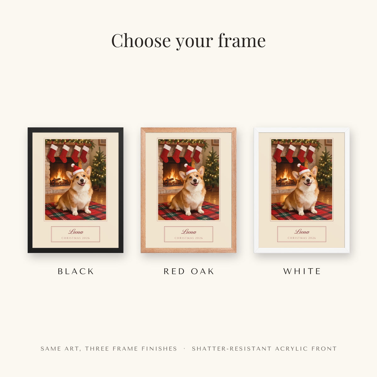 christmas pet portrait – frame colors – Enhanced Matte Paper Framed Poster