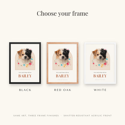 Watercolor Splash Dog Portrait – frame colors – Framed Print