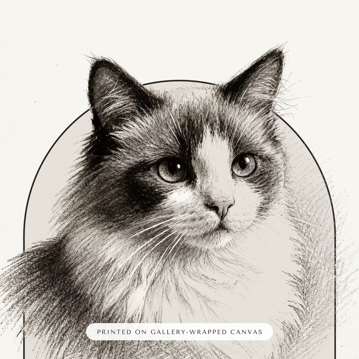 Pencil Sketch Cat Portrait Gift for Mom – close-up of the print – Canvas Print