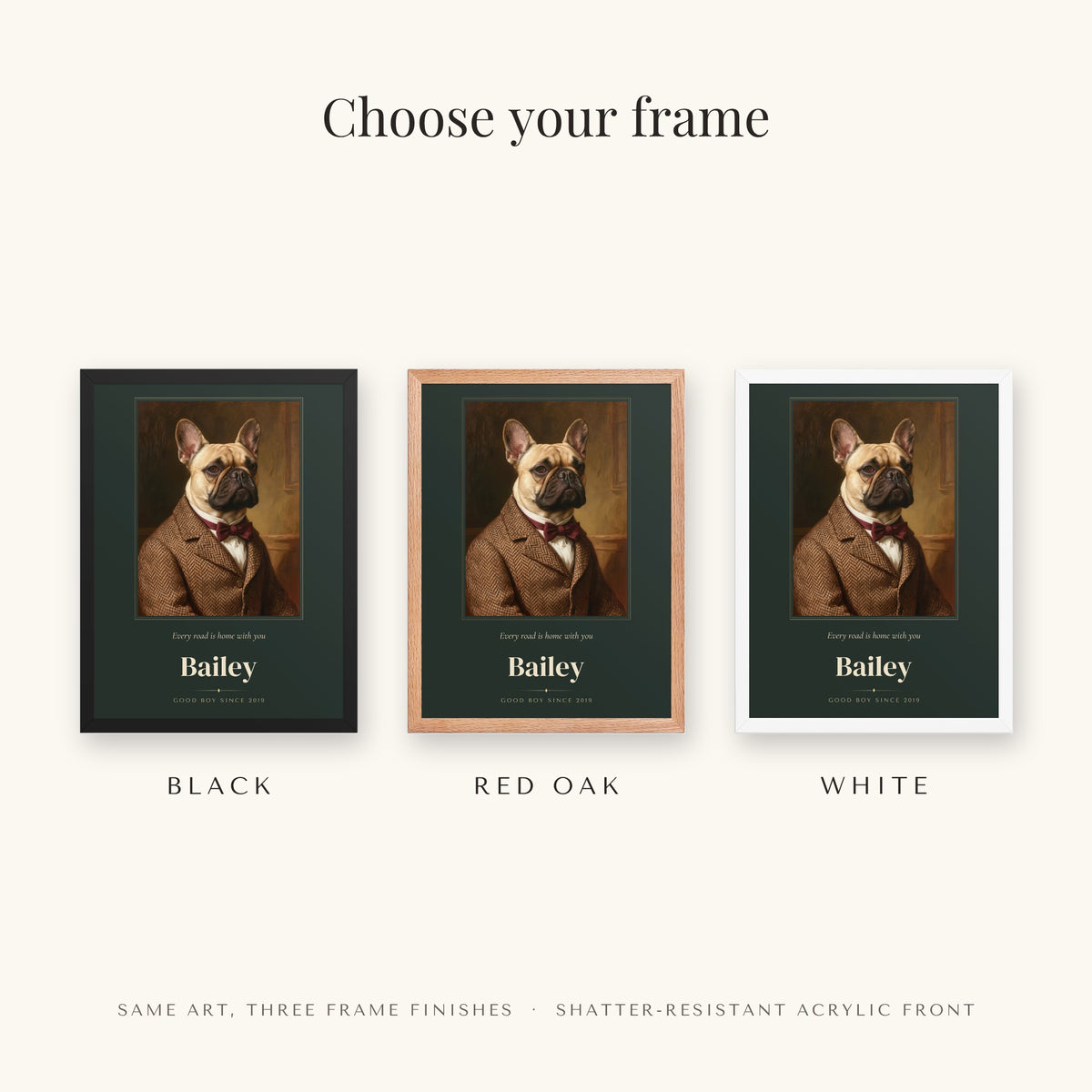 Gentleman Dog Portrait – frame colors – Framed Print