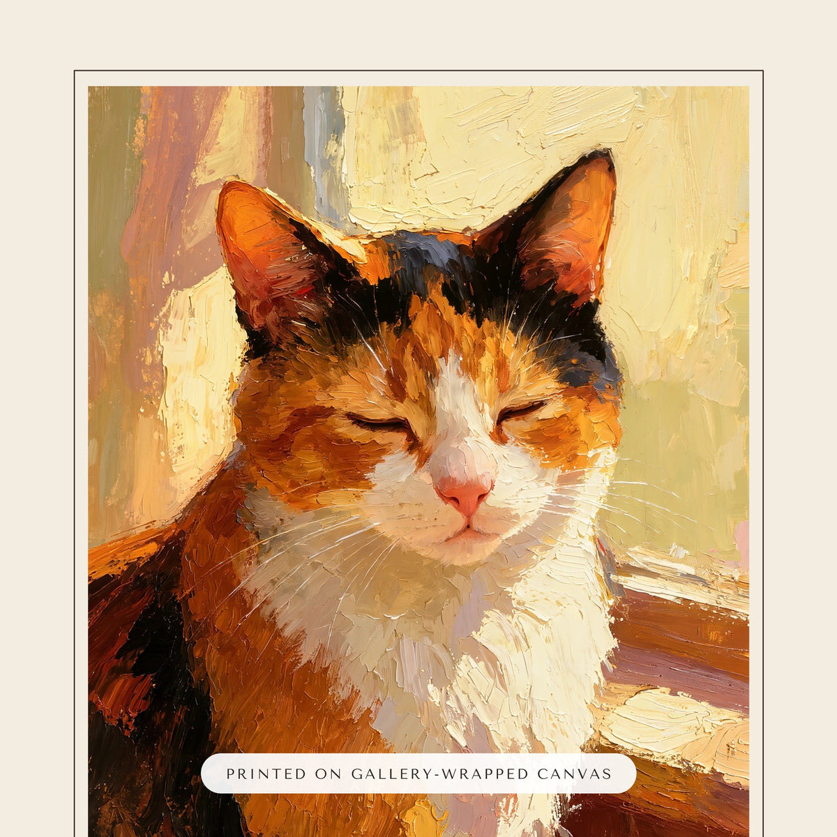 Oil Painting Cat Portrait – close-up of the print – Canvas Print