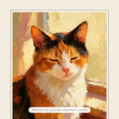 Oil Painting Cat Portrait – close-up of the print – Canvas Print