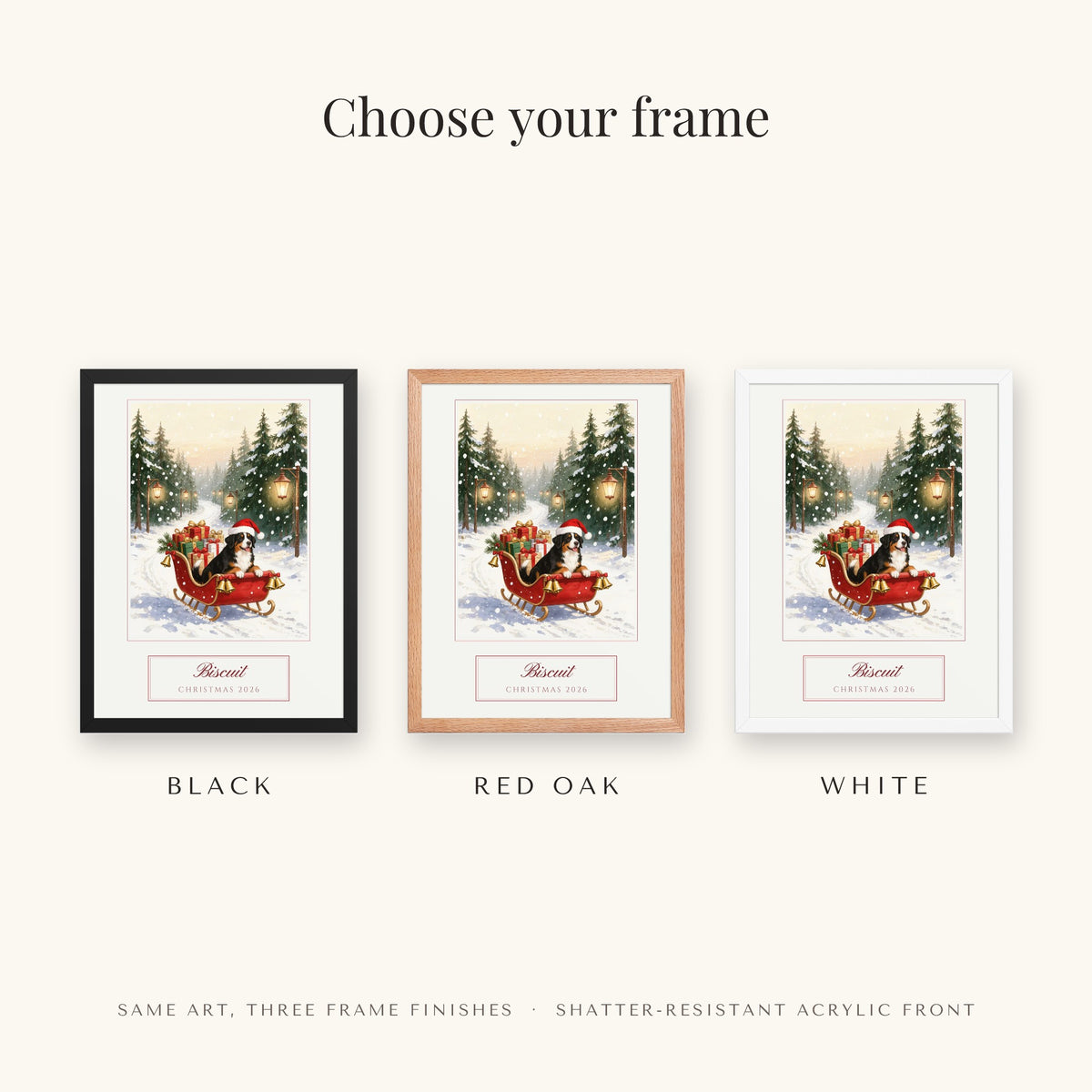 christmas pet portrait – frame colors – Enhanced Matte Paper Framed Poster