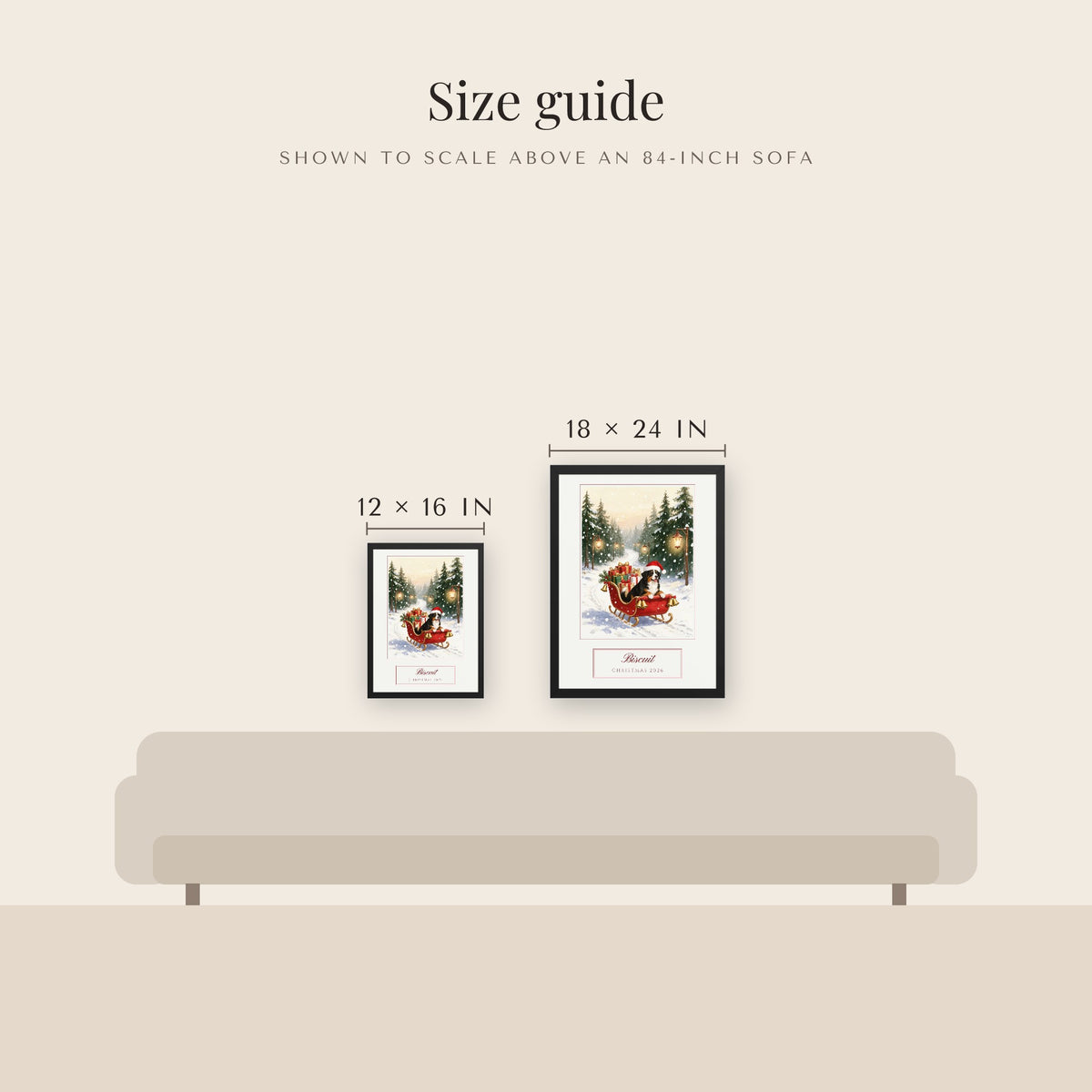 christmas pet portrait – size guide – Enhanced Matte Paper Framed Poster